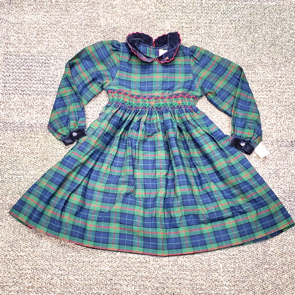 Vintage Dress Lord & Taylor 80s 90s Girls Large Green Blue New With Tags Nwt